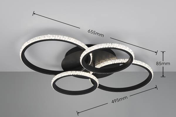 LED-Deckenleuchte Cires - Eisen - 1-flammig - Schwarz