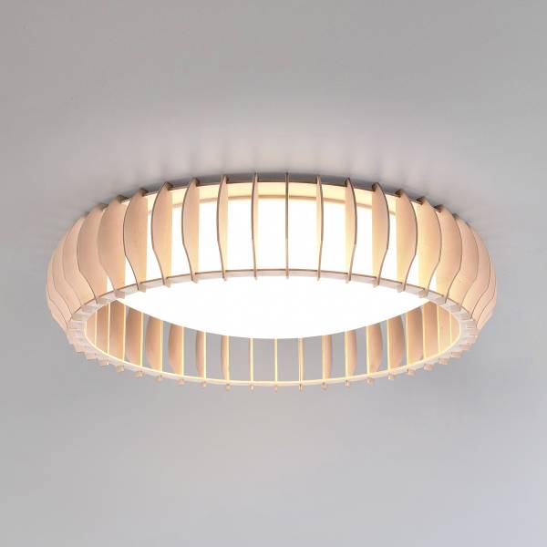 LED-Deckenleuchte Monte - Eisen / Kiefer - Weiß - 1-flammig - Durchmesser: 60 cm