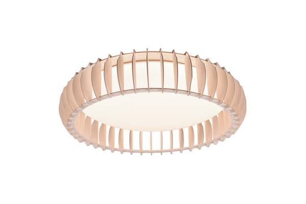 LED-Deckenleuchte Monte - Eisen / Kiefer - Weiß - 1-flammig - Durchmesser: 60 cm
