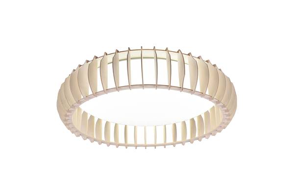 LED-Deckenleuchte Monte - Eisen / Kiefer - Weiß - 1-flammig - Durchmesser: 60 cm