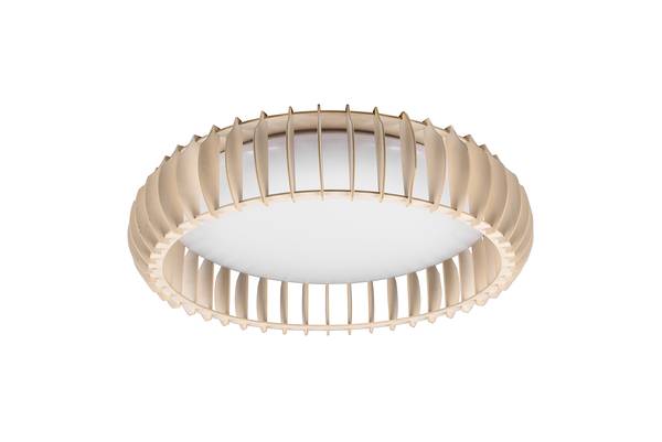 LED-Deckenleuchte Monte - Eisen / Kiefer - Weiß - 1-flammig - Durchmesser: 60 cm
