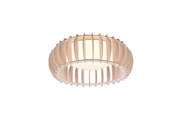 LED-Deckenleuchte Monte - Eisen / Kiefer - Weiß - 1-flammig - Durchmesser: 40 cm