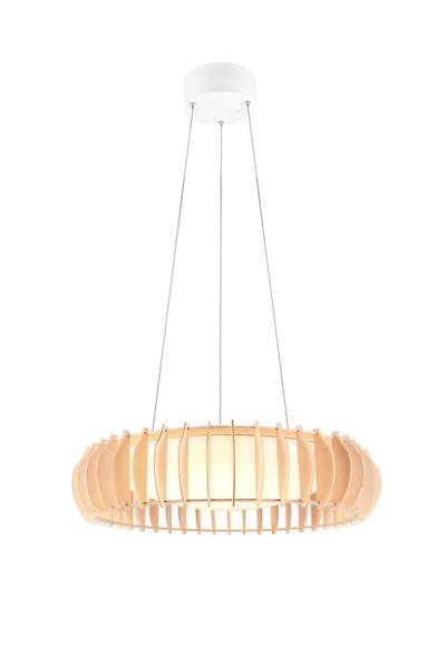LED-Pendelleuchte Monte - Eisen / Kiefer - Weiß - 1-flammig