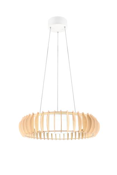 LED-Pendelleuchte Monte - Eisen / Kiefer - Weiß - 1-flammig