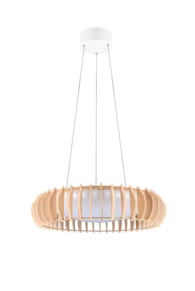 LED-Pendelleuchte Monte - Eisen / Kiefer - Weiß - 1-flammig