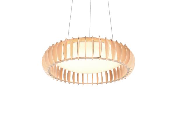 LED-Pendelleuchte Monte - Eisen / Kiefer - Weiß - 1-flammig