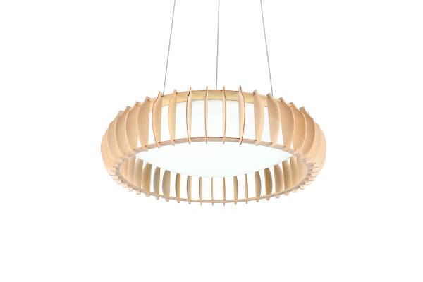 LED-Pendelleuchte Monte - Eisen / Kiefer - Weiß - 1-flammig