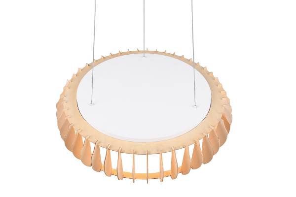 LED-Pendelleuchte Monte - Eisen / Kiefer - Weiß - 1-flammig