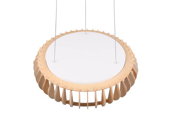 LED-Pendelleuchte Monte - Eisen / Kiefer - Weiß - 1-flammig