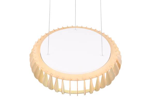 LED-Pendelleuchte Monte - Eisen / Kiefer - Weiß - 1-flammig