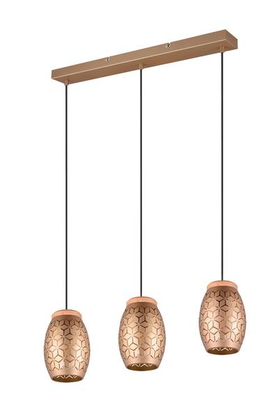 Pendelleuchte Bidar - Eisen / Kiefer - Braun - Flammenanzahl: 3