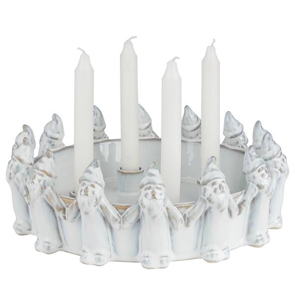 Adventskranz ADVENT Wichtel - Steingut - Creme