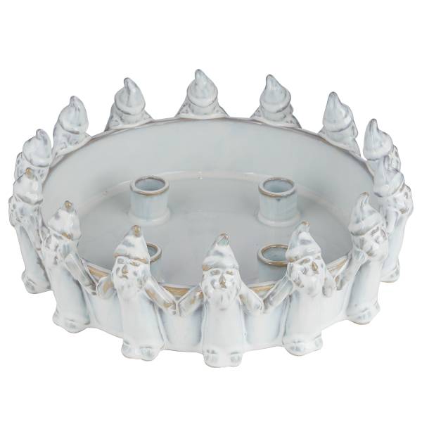 Adventskranz ADVENT Wichtel - Steingut - Creme