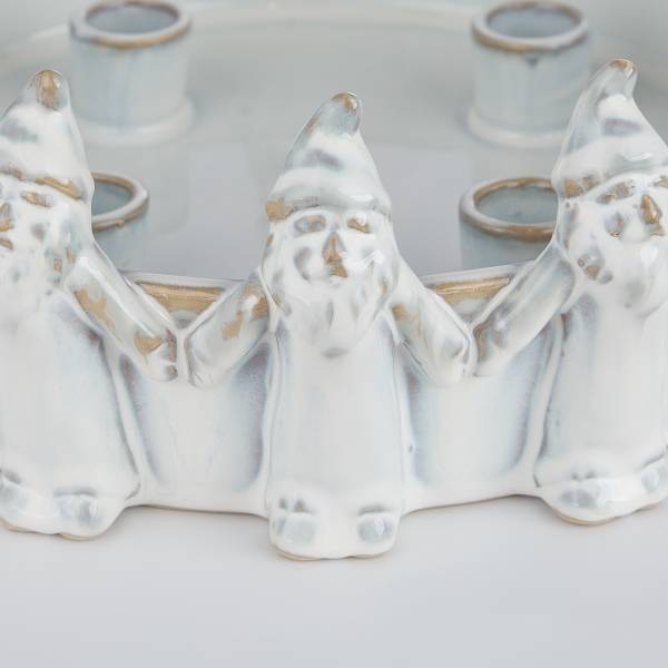 Adventskranz ADVENT Wichtel - Steingut - Creme