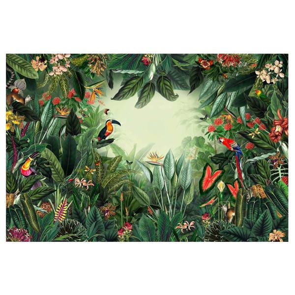 Fototapete Vintage Bunter Dschungel - Vlies - Mehrfarbig - 480 x 320 cm