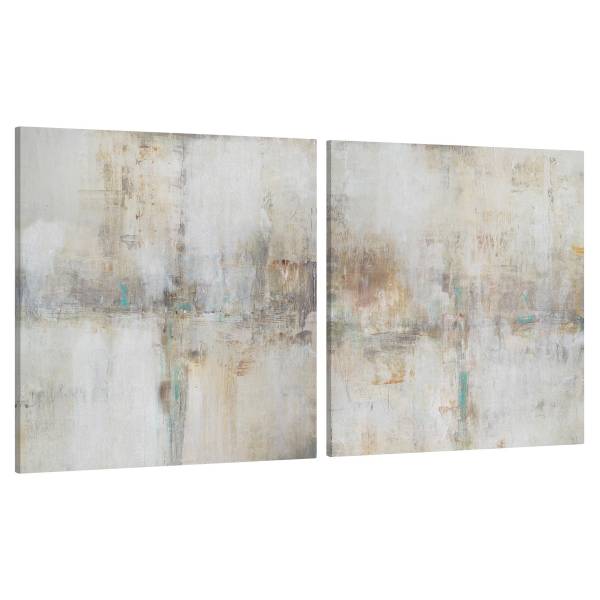 Leinwandbild Essenz Set I 2-teilig - Canvas /  Fichte massiv - Grau / Mehrfarbig - 40 x 20 cm