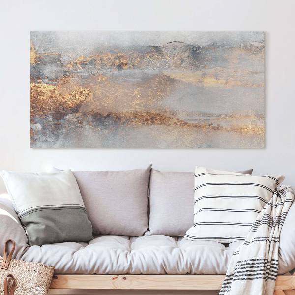 Leinwandbild Nebel Grau - Canvas /  Fichte massiv - Grau / Mehrfarbig - 120 x 60 cm