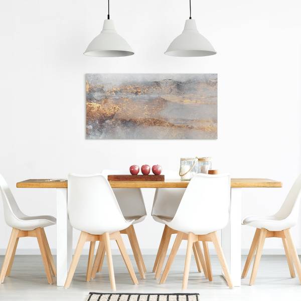 Leinwandbild Nebel Grau - Canvas /  Fichte massiv - Grau / Mehrfarbig - 120 x 60 cm