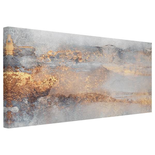 Leinwandbild Nebel Grau - Canvas /  Fichte massiv - Grau / Mehrfarbig - 120 x 60 cm