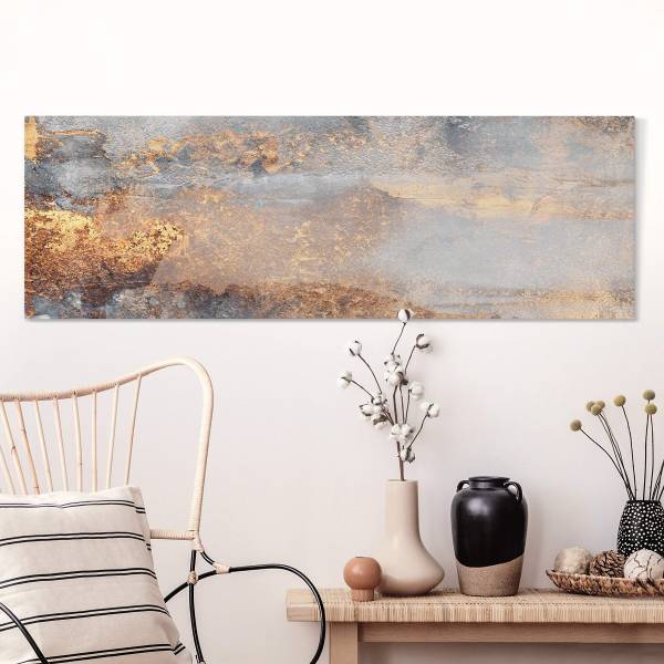 Leinwandbild Nebel Grau - Canvas /  Fichte massiv - Grau / Mehrfarbig - 150 x 50 cm