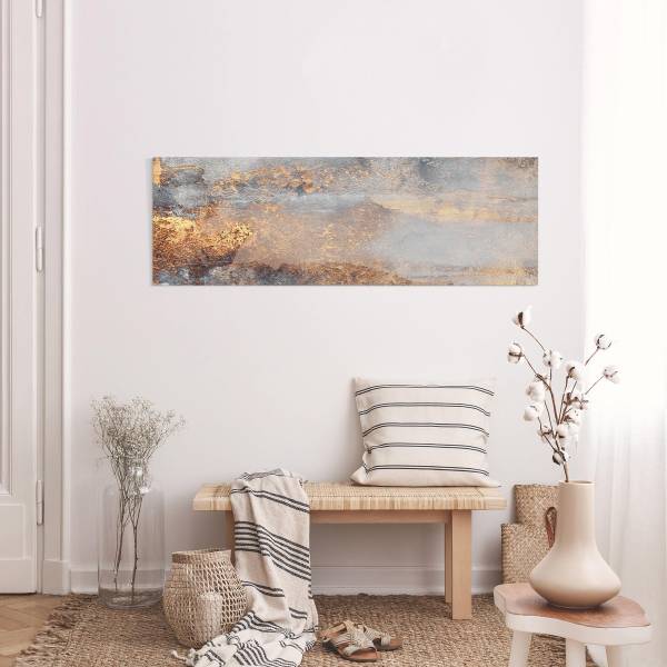 Leinwandbild Nebel Grau - Canvas /  Fichte massiv - Grau / Mehrfarbig - 150 x 50 cm