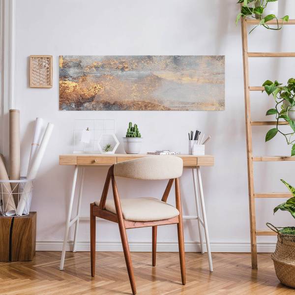 Leinwandbild Nebel Grau - Canvas /  Fichte massiv - Grau / Mehrfarbig - 150 x 50 cm