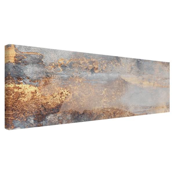 Leinwandbild Nebel Grau - Canvas /  Fichte massiv - Grau / Mehrfarbig - 150 x 50 cm