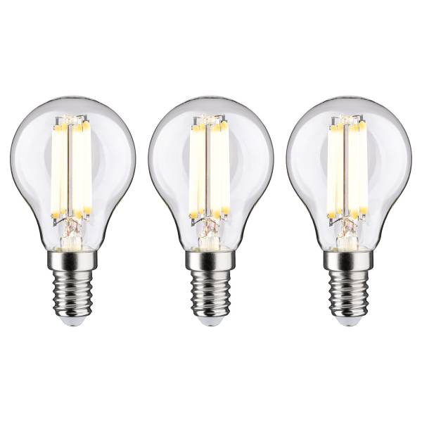 LED-Leuchtmittel Eco-Line Tropfen - Klarglas - Transparent - 3er Set - Warmweiß