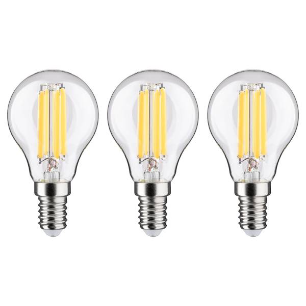 LED-Leuchtmittel Eco-Line Tropfen - Klarglas - Transparent - 3er Set - Warmweiß