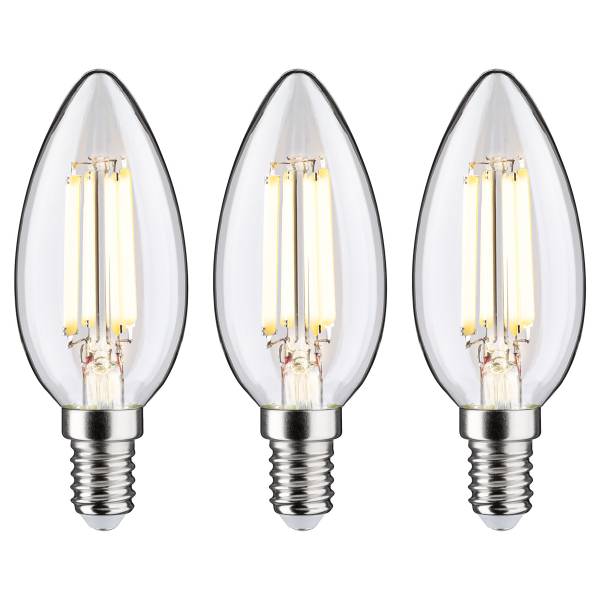 LED-Leuchtmittel Eco-Line Kerze - Klarglas - Transparent - 3er Set - Warmweiß