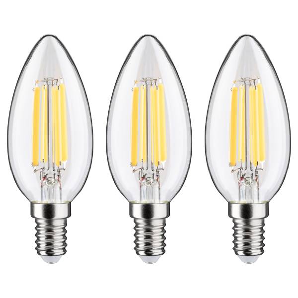 LED-Leuchtmittel Eco-Line Kerze - Klarglas - Transparent - 3er Set - Warmweiß