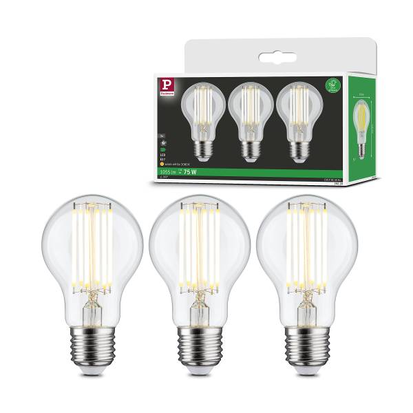 LED-Glühbirne Eco-Line 5W - Klarglas - Durchscheinend - 3er Set - Warmweiß