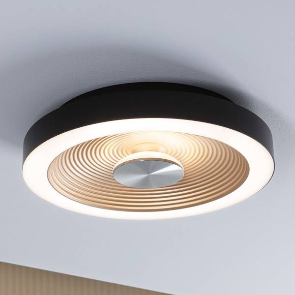 LED-Deckenleuchte Volea - Kunststoff - 1-flammig - Schwarz / Gold - Durchmesser: 32 cm