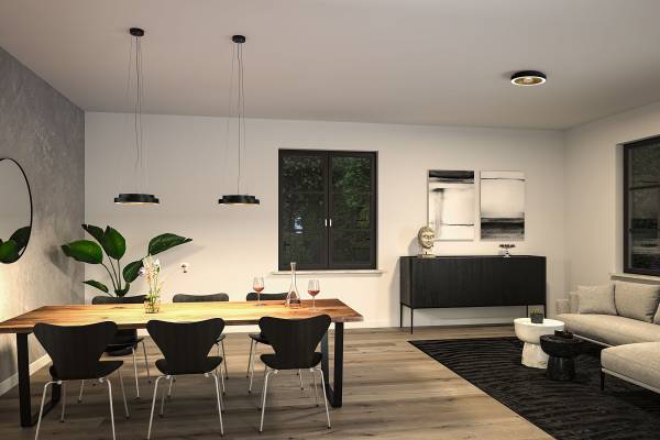 LED-Deckenleuchte Volea - Kunststoff - 1-flammig - Schwarz / Gold - Durchmesser: 32 cm