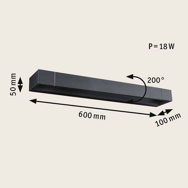LED-Wandleuchte Lucille - Aluminium - 1-flammig - Schwarz - Breite: 60 cm