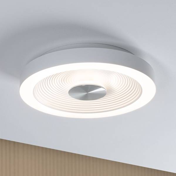 LED-Deckenleuchte Volea - Kunststoff - 1-flammig - Weiß / Silber - Durchmesser: 32 cm
