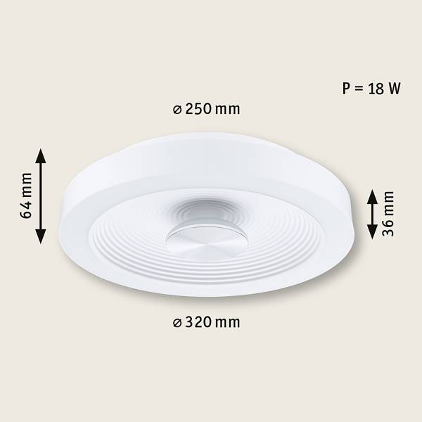 LED-Deckenleuchte Volea - Kunststoff - 1-flammig - Weiß / Silber - Durchmesser: 32 cm