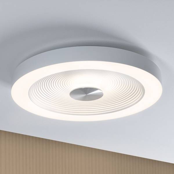 LED-Deckenleuchte Volea - Kunststoff - 1-flammig - Weiß / Silber - Durchmesser: 40 cm
