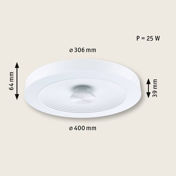 LED-Deckenleuchte Volea - Kunststoff - 1-flammig - Weiß / Silber - Durchmesser: 40 cm