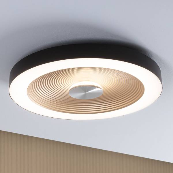 LED-Deckenleuchte Volea - Kunststoff - 1-flammig - Schwarz / Gold - Durchmesser: 40 cm