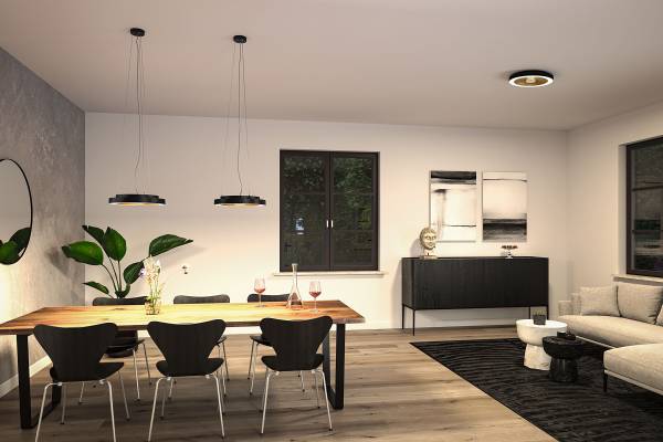 LED-Deckenleuchte Volea - Kunststoff - 1-flammig - Schwarz / Gold - Durchmesser: 40 cm