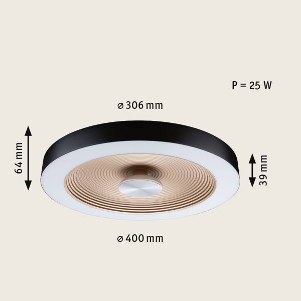 LED-Deckenleuchte Volea - Kunststoff - 1-flammig - Schwarz / Gold - Durchmesser: 40 cm