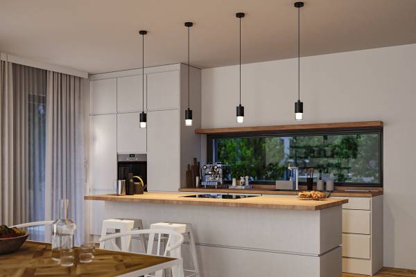 LED-Pendelleuchte Kame - Aluminium - 1-flammig - Schwarz