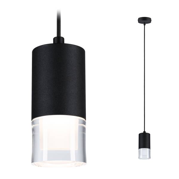 LED-Pendelleuchte Kame - Aluminium - 1-flammig - Schwarz