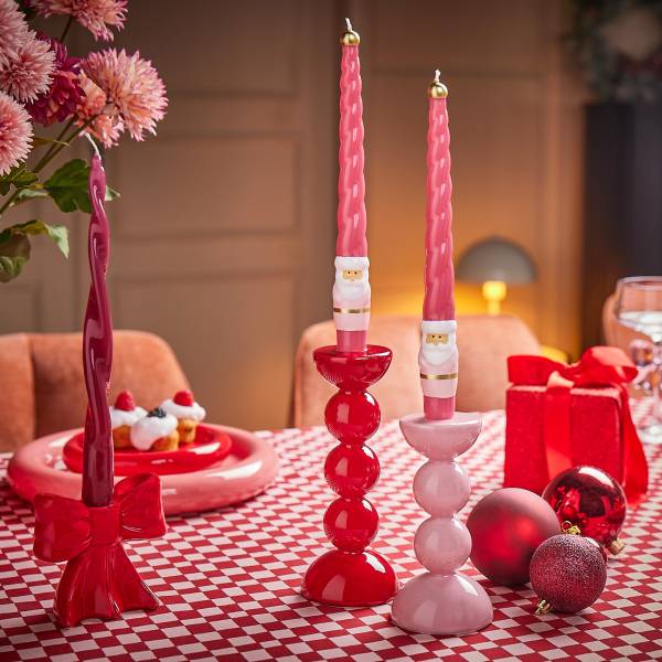 Kerzenhalter HOLY MOLY - Steingut - Rosa