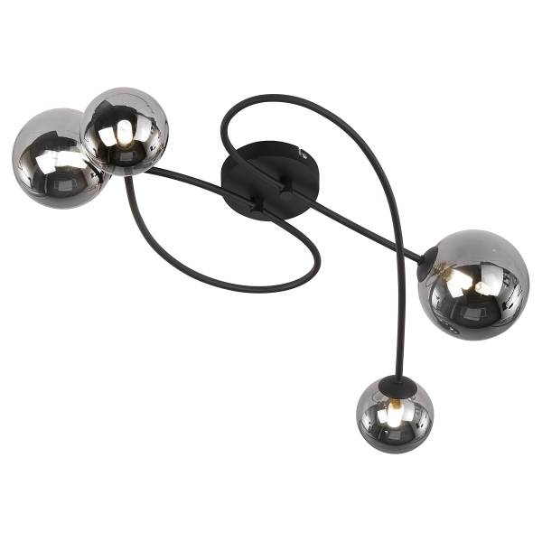 Deckenleuchte Bala - Eisen / Rauchglas - Rauchschwarz - 4-flammig