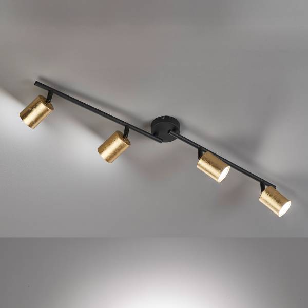 LED-Deckenleuchte Vano - Eisen - Schwarz / Gold - Flammenanzahl: 4