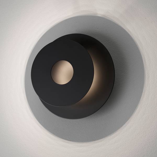 LED-Wandleuchte Hennes Rund - Eisen - 1-flammig - Schwarz