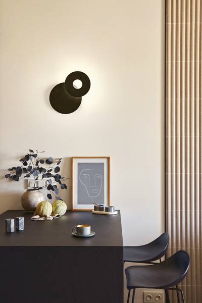 LED-Wandleuchte Hennes Rund - Eisen - 1-flammig - Schwarz