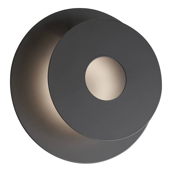 LED-Wandleuchte Hennes Rund - Eisen - 1-flammig - Schwarz